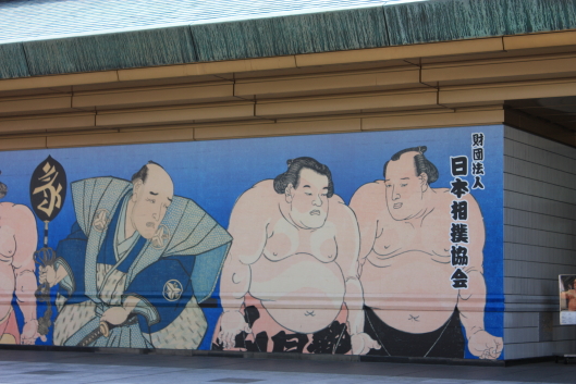 colored woodcut of sumo