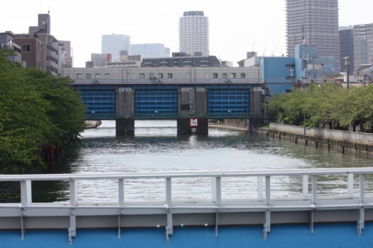 Onagigawa river and water gate, Tokyo