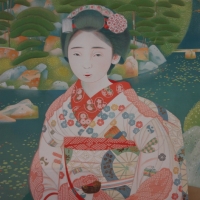 Bakusen Tsuchida,  "Maiko in a garden"